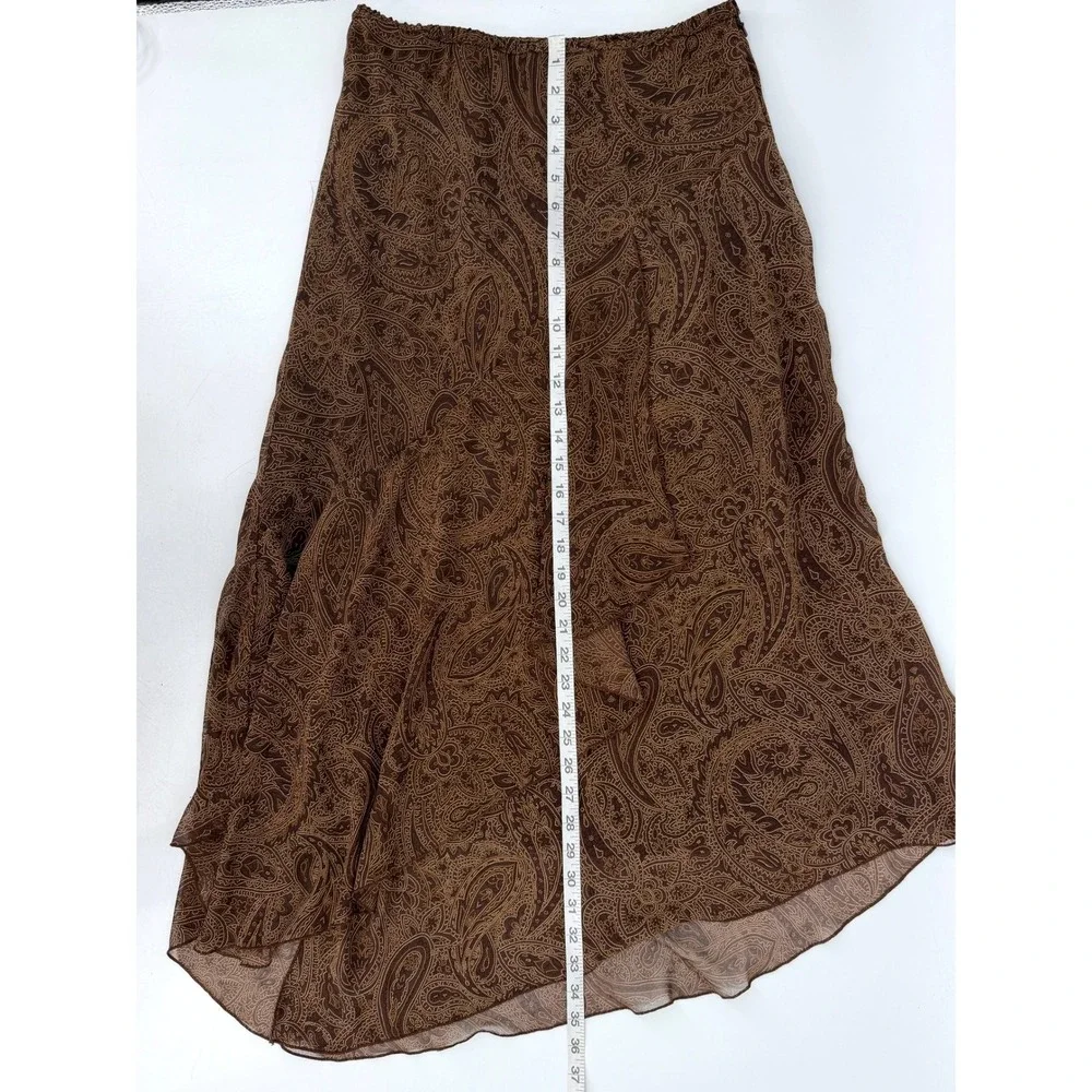 Kathie Lee Y2K Brown Paisley Asymmetrical Skirt sz 14 Whimsigoth Fairy